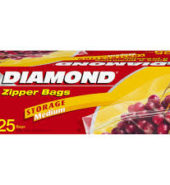 Diamond Zippper Storage Bags Med 25’s