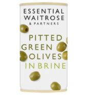 Waitrose Ess Pit Green Olives Brine 350g