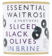 Waitrose Ess Olives Black in Brine 200g