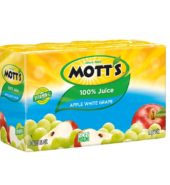 Motts Tots 100% Juice Apple White Grape 8s